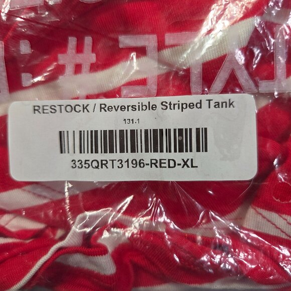 Tank Top Womens XL Striped Red & White Light Weight Flowy Rayon/Spandex  New - Picture 4 of 8